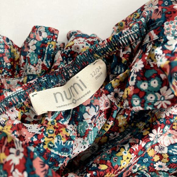 Numi Kids Liberty Floral Pinafore - Red Aqua Yellow White Pink - 12/24M - Picture 5 of 10